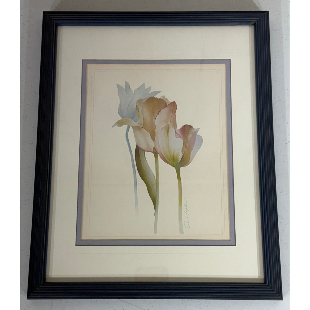Oscar‎ Tejeda Art 12x15 Framed Floral Botanical Tulip Framed Signed Lithograph
